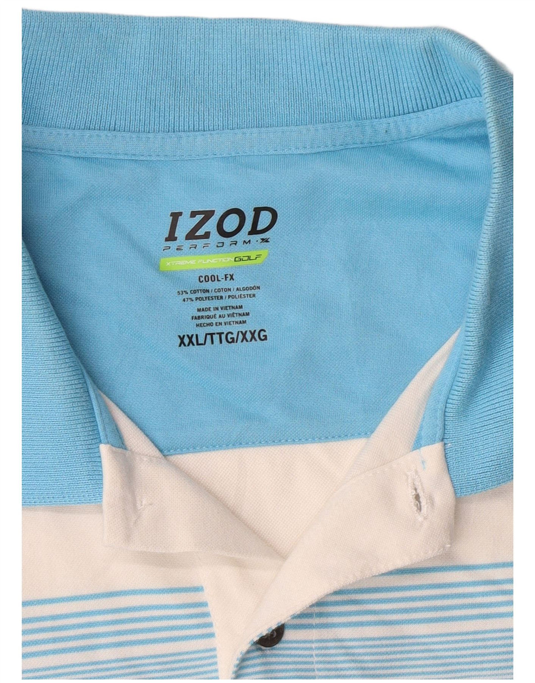 Izod Herre Golf Polo Shirt 2XL Flerfarvet Stribet Bomuld