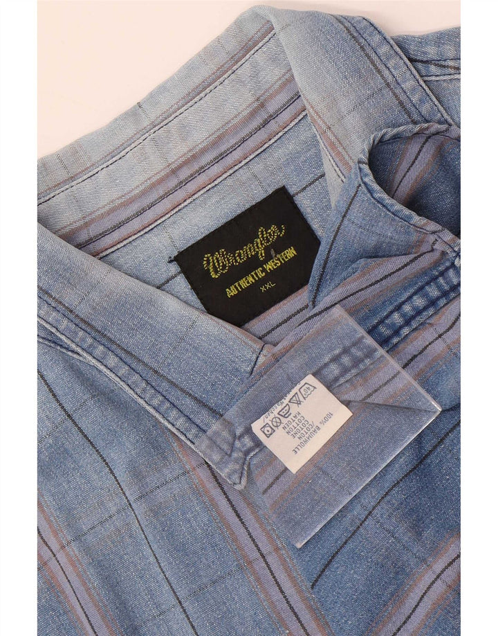Wrangler Western skjorte herre 2XL blå ternet bomuld