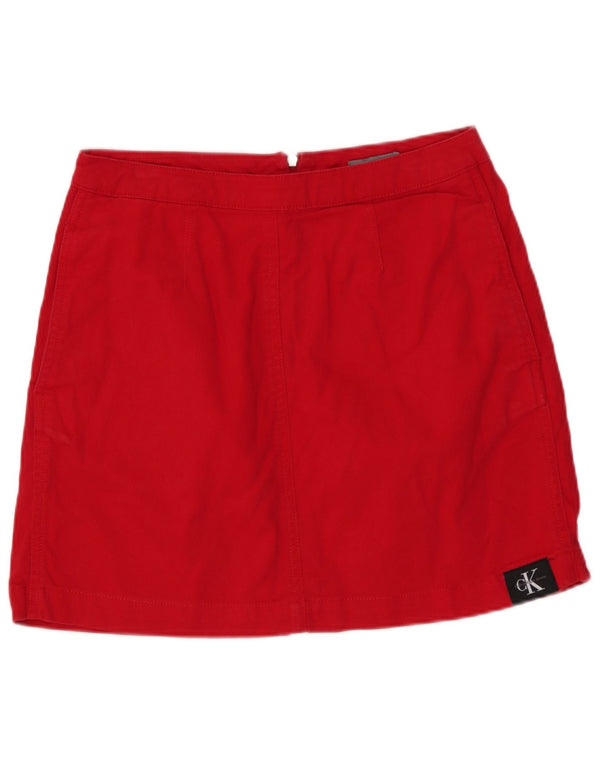 CALVIN KLEIN Dame Denim Nederdel W27 Lille Rød Bomuld