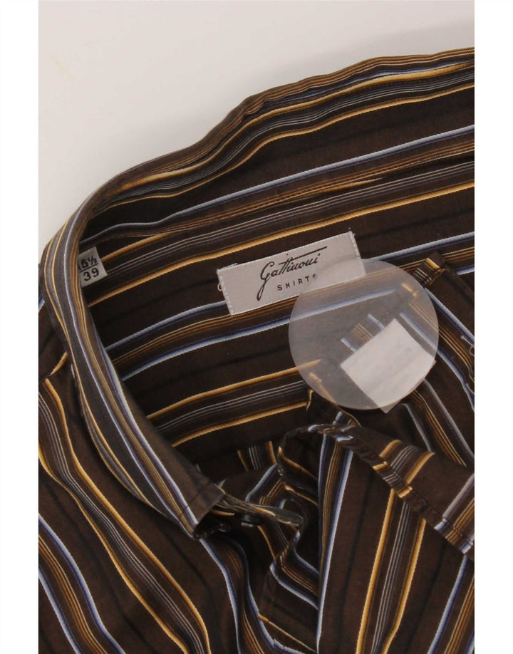 Gattinoni herreskjorte str. 39 15 1/2 medium brun stribet bomuld