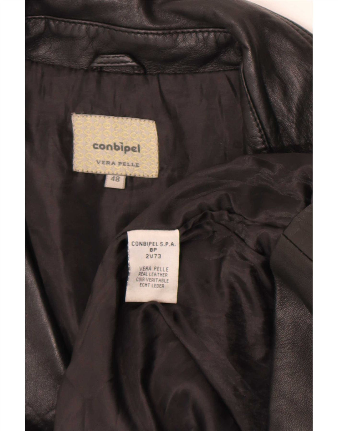 Conbipel Dame Læder Frakke IT 48 XL Sort