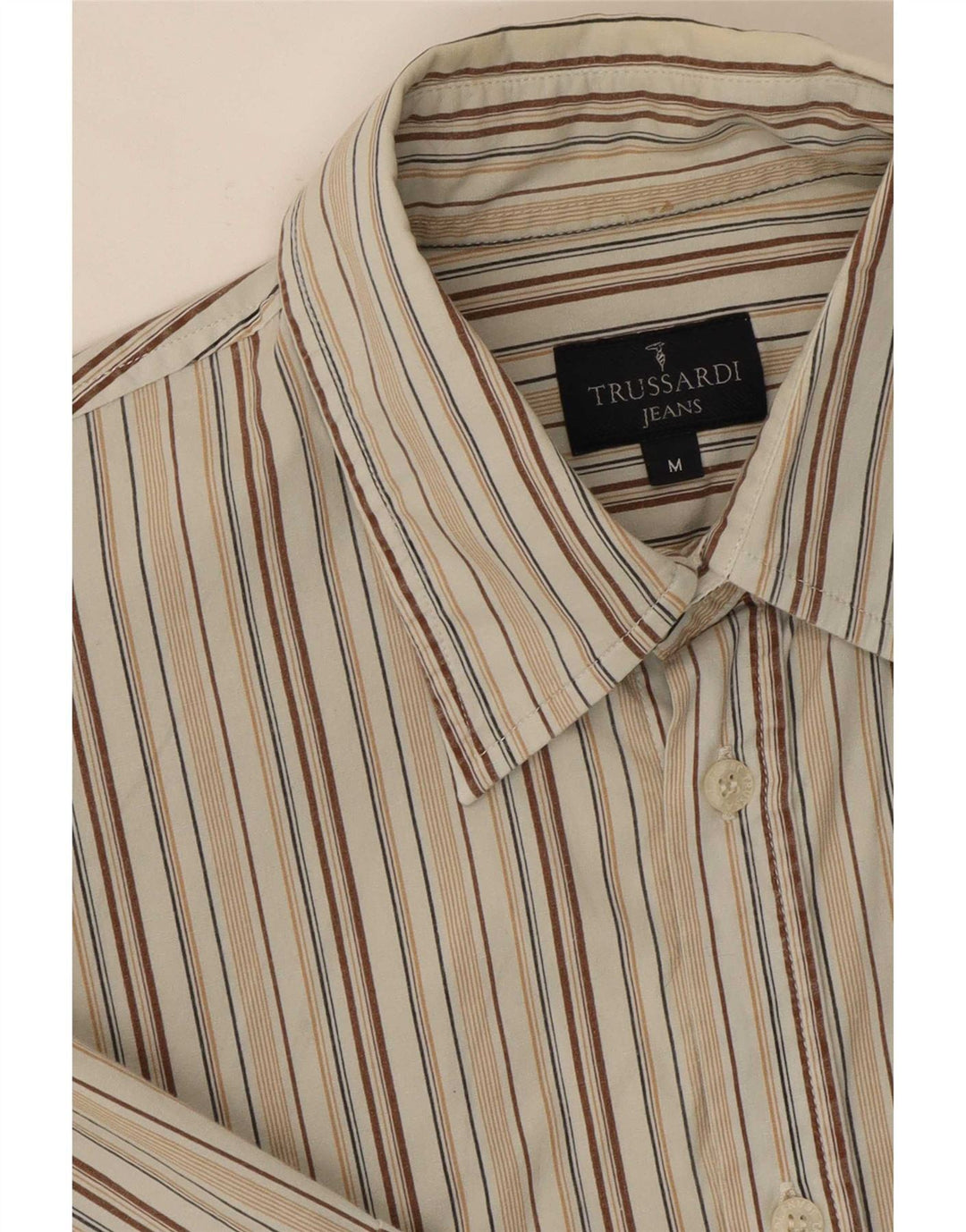 Trussardi Jeans Kortærmet Herreskjorte Medium Beige Stribet