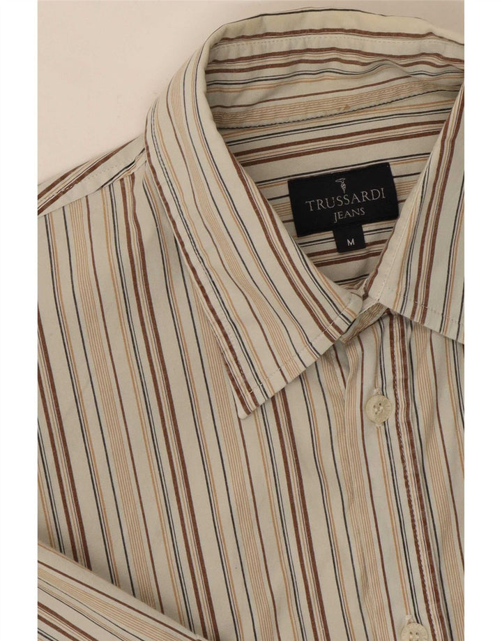 Trussardi Jeans Kortærmet Herreskjorte Medium Beige Stribet