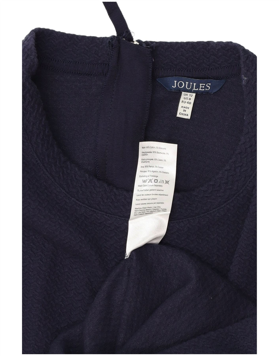 JOULES Dame Langærmet Skede Kjole UK 12 Medium Navy Blue Bomuld