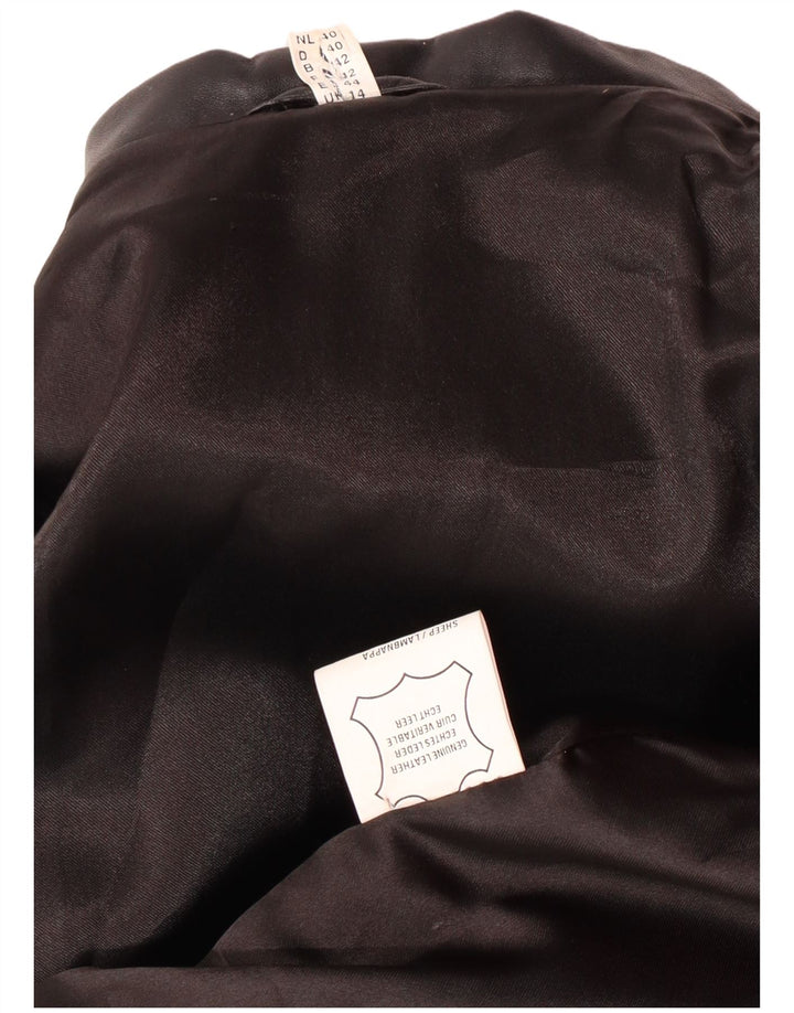 Vintage læderfrakke til kvinder UK 14 Medium sort læder