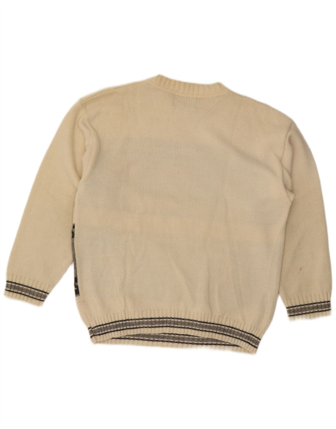Tobia System Herre Crew Neck Jumper Sweater Medium Beige Geometrisk