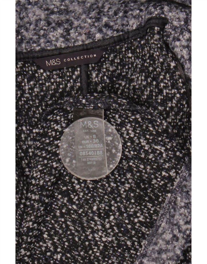Marks & Spencer Dameoverfrakke UK 8 Small Navy Blue Flecked Polyester