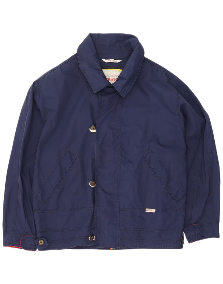 Vintage Bomber Jacket UK 38 Medium Navy Blue Polyester