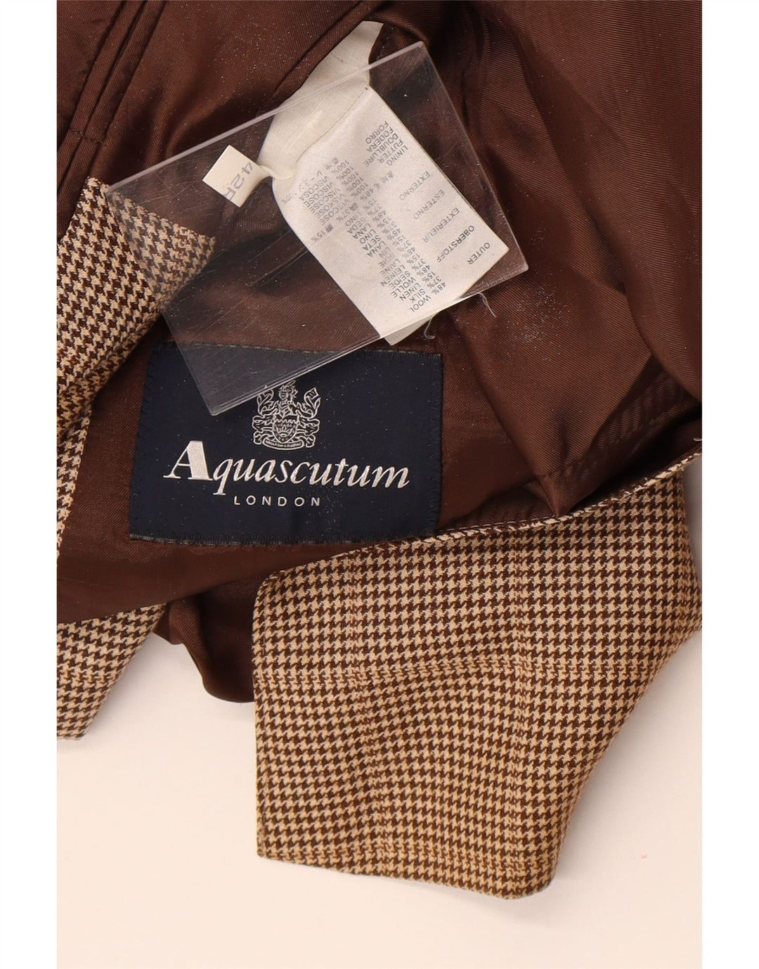 Aquascutum Herre 2-knaps blazerjakke UK 42 XL Brun Houndstooth Uld