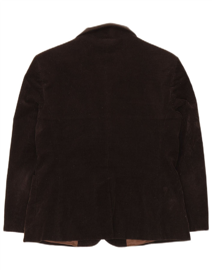 Benetton Dame 3-knaps Corduroy Blazer Jacket IT 46 Stor brun bomuld