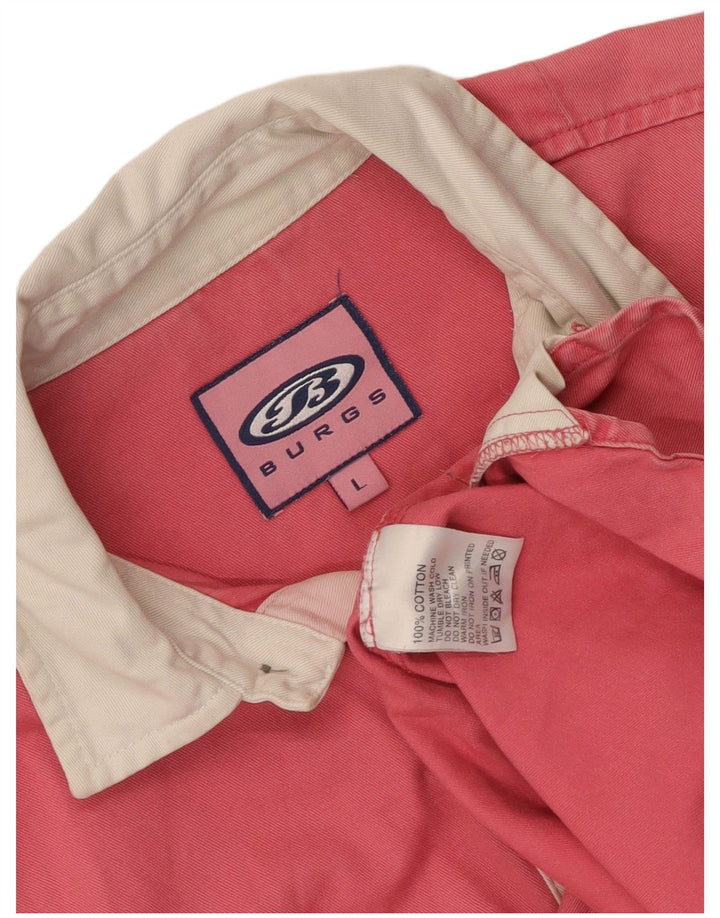Vintage Dame Grafisk Pullover Shirt UK 16 Large Pink Colourblock Bomuld