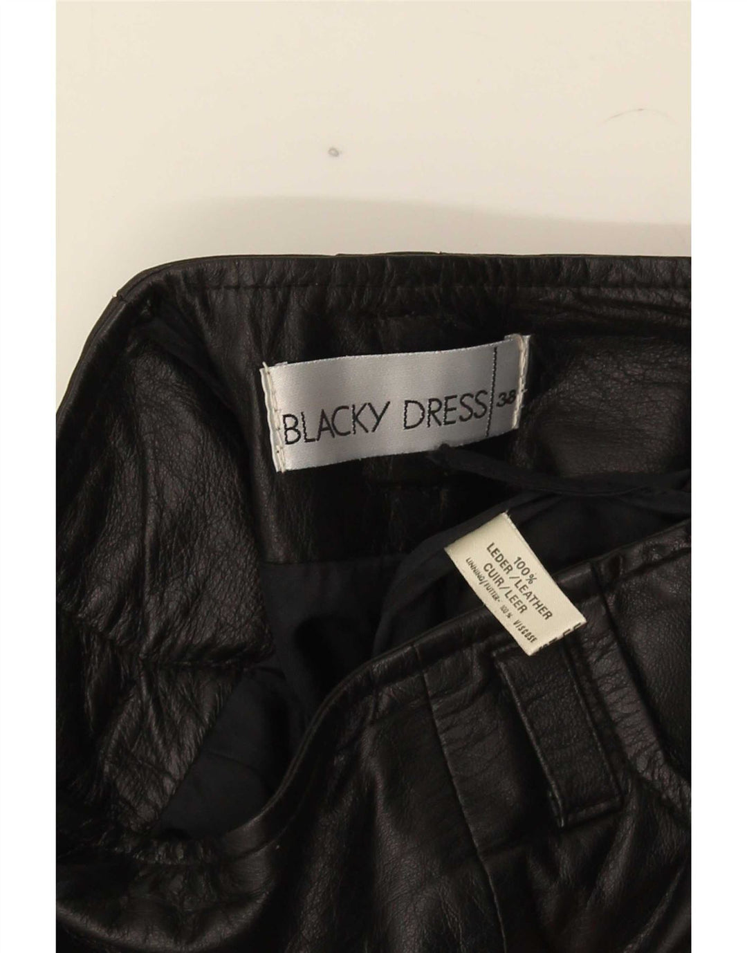 Blacky Dress Dame Læder Nederdel EU 38 Medium W28 Sort Læder