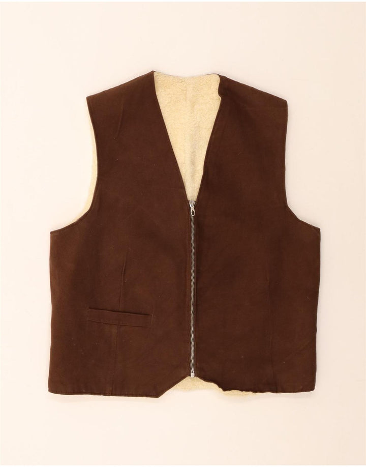 Vintage Herre Shearling Gilet UK 38 Medium Brown