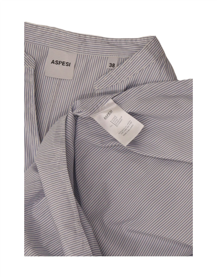 Aspesi Dame Bluse Top EU 38 Medium Blue Pinstripe Bomuld