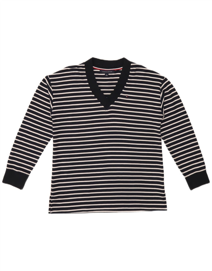 Tommy Hilfiger Dame Top Langærmet UK 10 Small Navy Blue Striped
