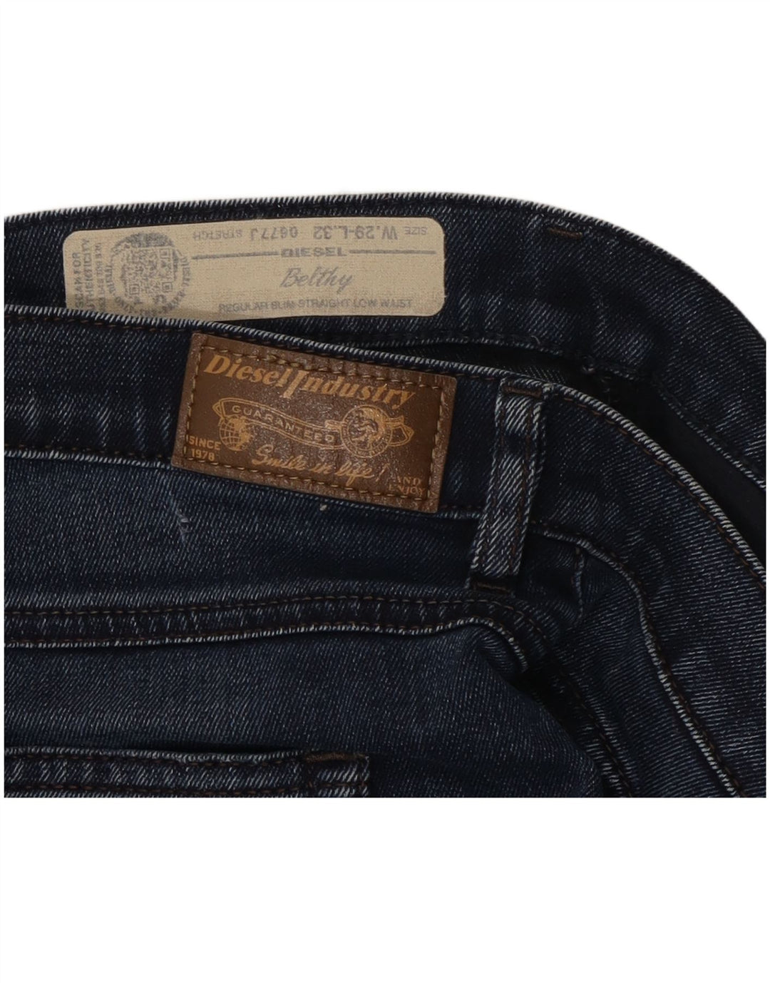 Diesel Dame Belthy Regular Slim Straight Jeans W29 L30 Marineblå Bomuld
