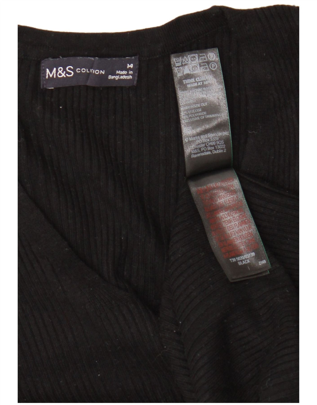 Marks & Spencer Dame V-hals sweater UK 14 Medium Black Viscose