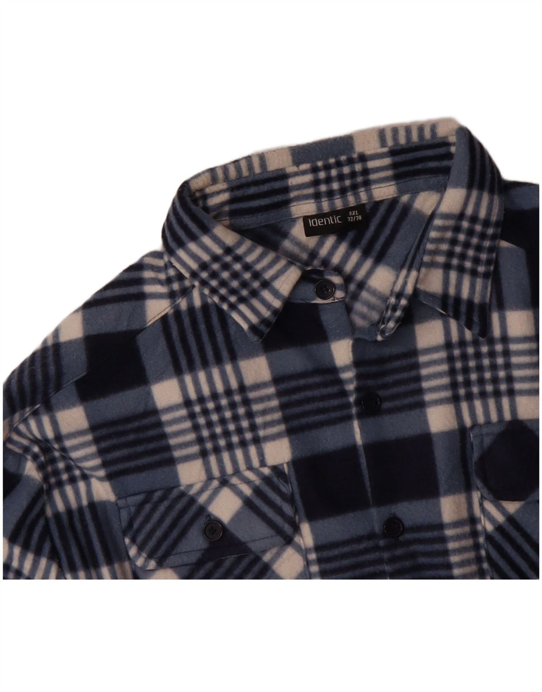 IDENTIC Mens Fleece Shirt 5XL Navy Blue Check Polyester