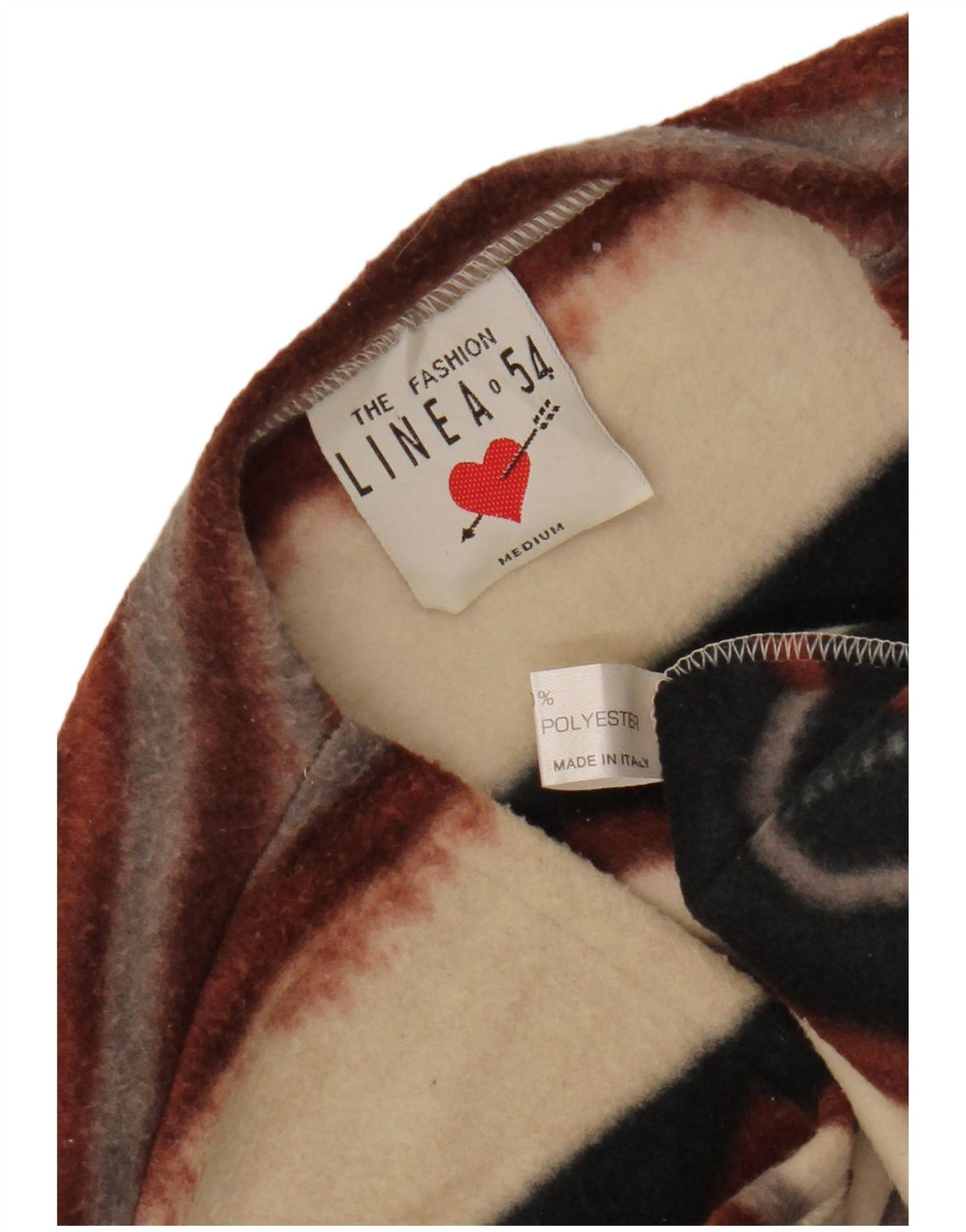 VINTAGE Dame Duffle Fleece Gilet UK 14 Medium Flerfarvet Stribet