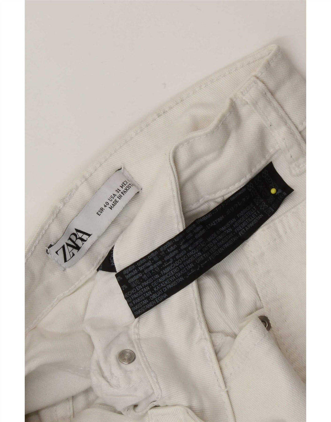 Zara Herre Distressed Cropped Jeans EU 40 Medium W31 L25 Hvid Bomuld