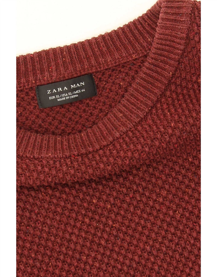Zara Herre Boat Neck Jumper Sweater XL Rød Bomuld