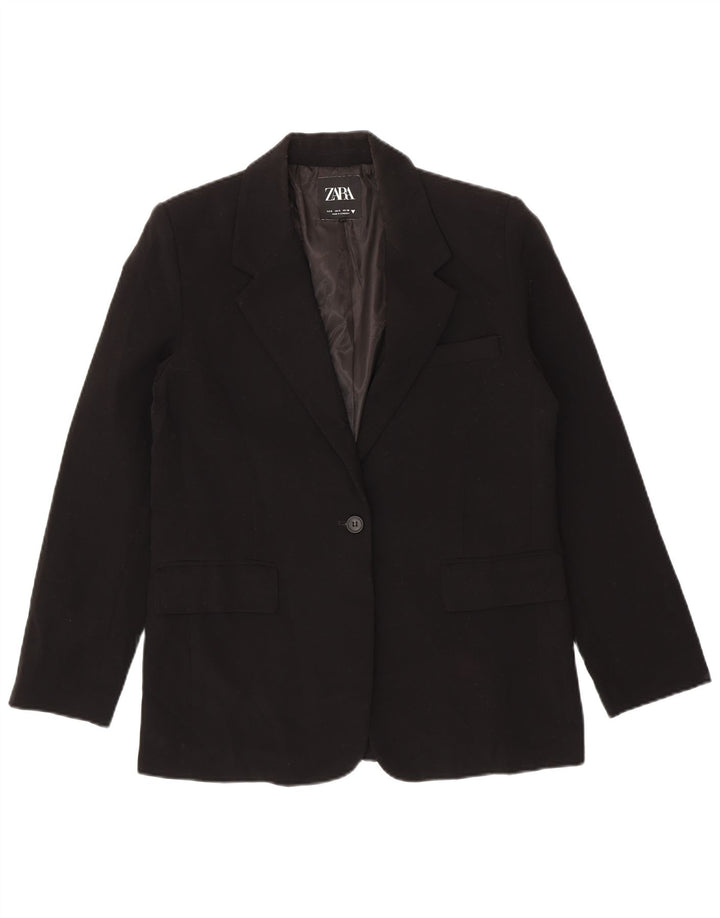 Zara Dame 1 Knap Oversized Blazer Jacket UK 10 Small Black Polyester