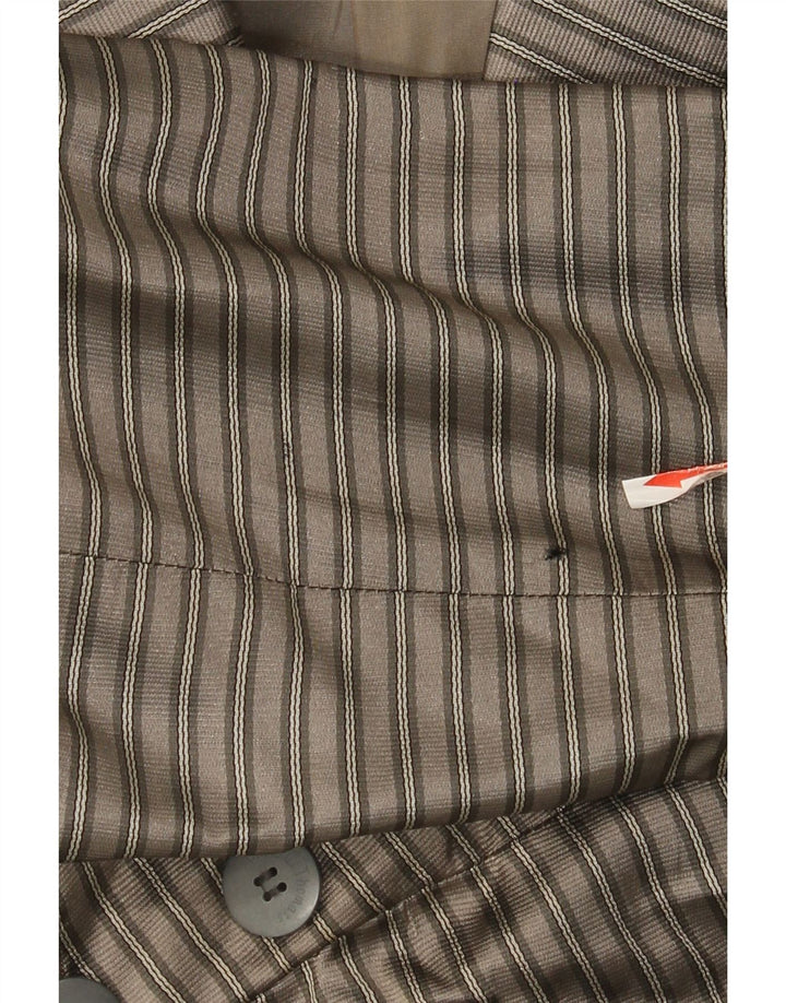 Vintage dame Crop 2-knaps blazerjakke EU 38 mellemgrå stribet silke
