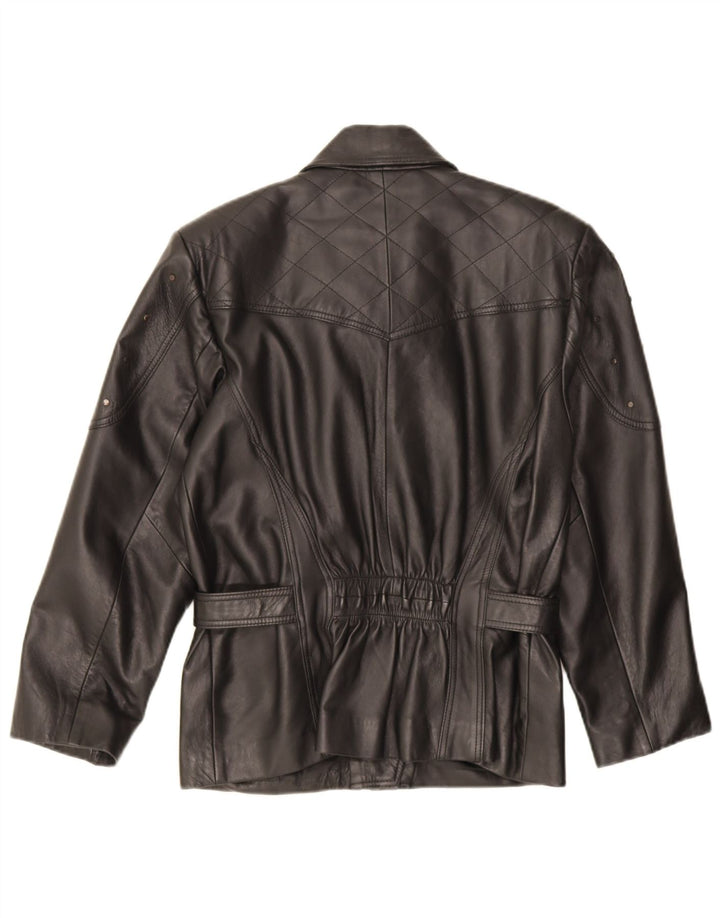 Vintage dame bikerjakke i overdimensioneret læder EU 36 lille sort læder