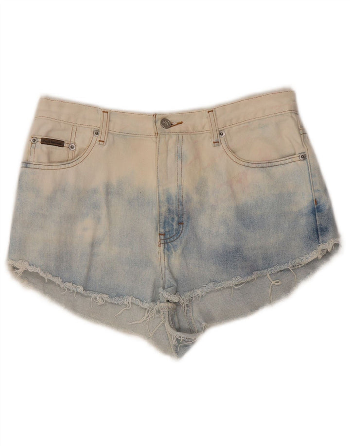 CALVIN KLEIN denimshorts til kvinder US 10 Large W32 Blue Tie Dye Bomuld