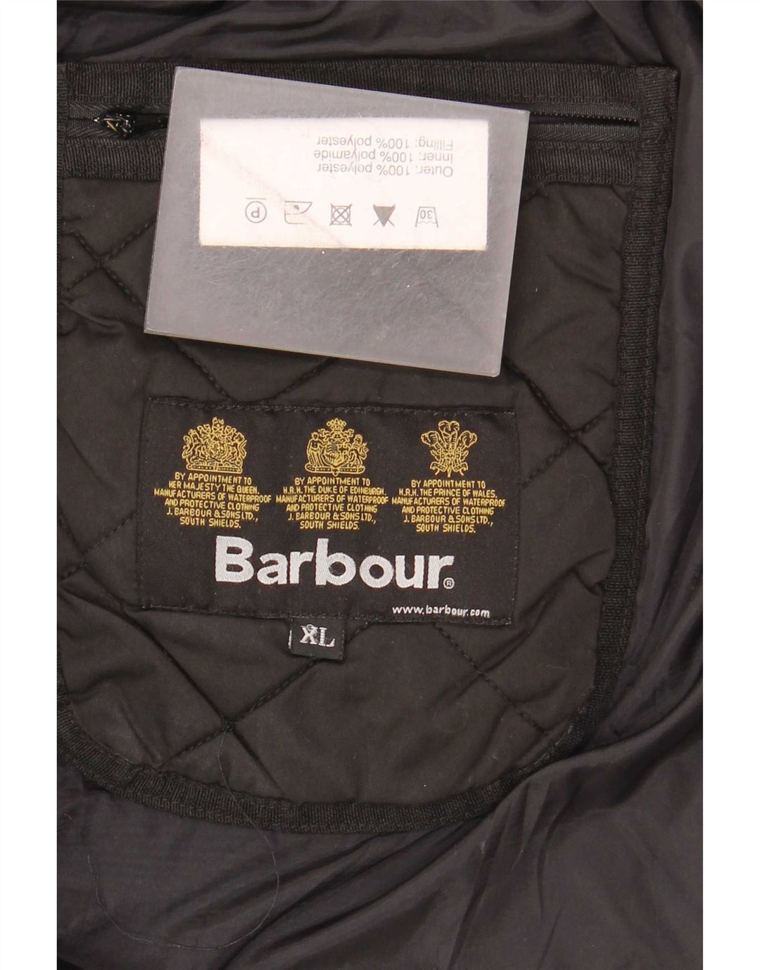 Barbour Herre Quiltet Jakke UK 42 XL Sort Polyester