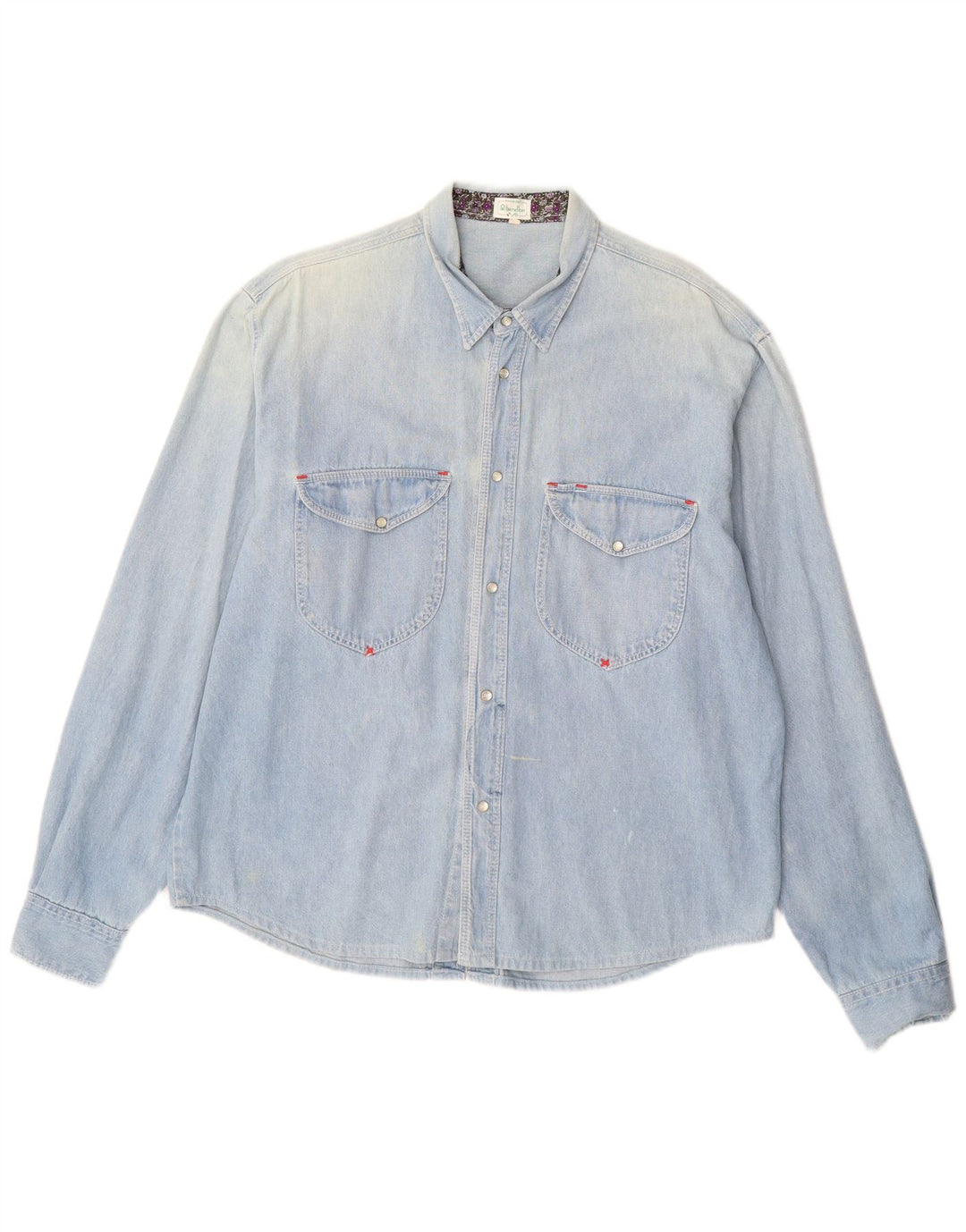 BENETTON Denimskjorte til mænd XL Blå