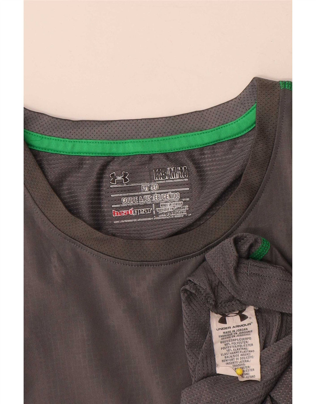 Under Armour Herre Heat Gear T-Shirt Top Medium Grå Geometrisk Polyester