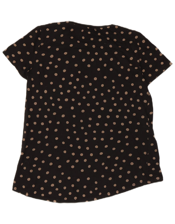 Zara T-Shirt Top UK 10 Small Black Polka Dot