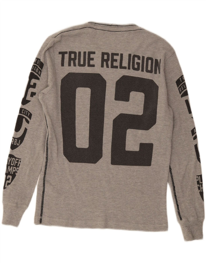 True Religion Herre grafisk top langærmet lille grå bomuld