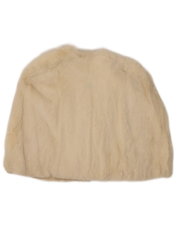 Vintage Dame imiteret Pels Capelet Coat One Size Off White