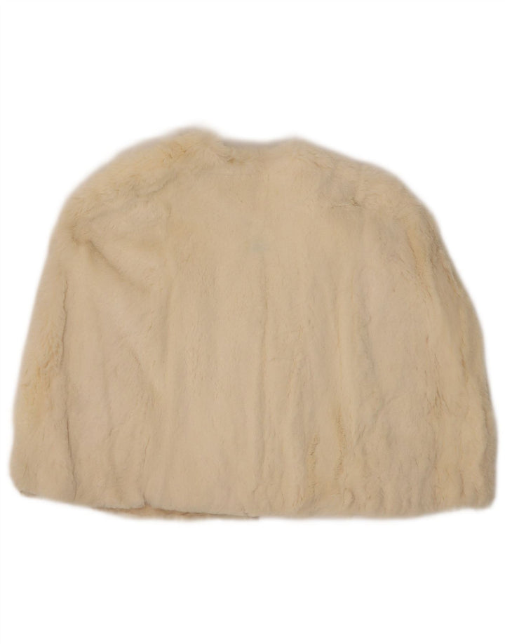 Vintage Dame imiteret Pels Capelet Coat One Size Off White