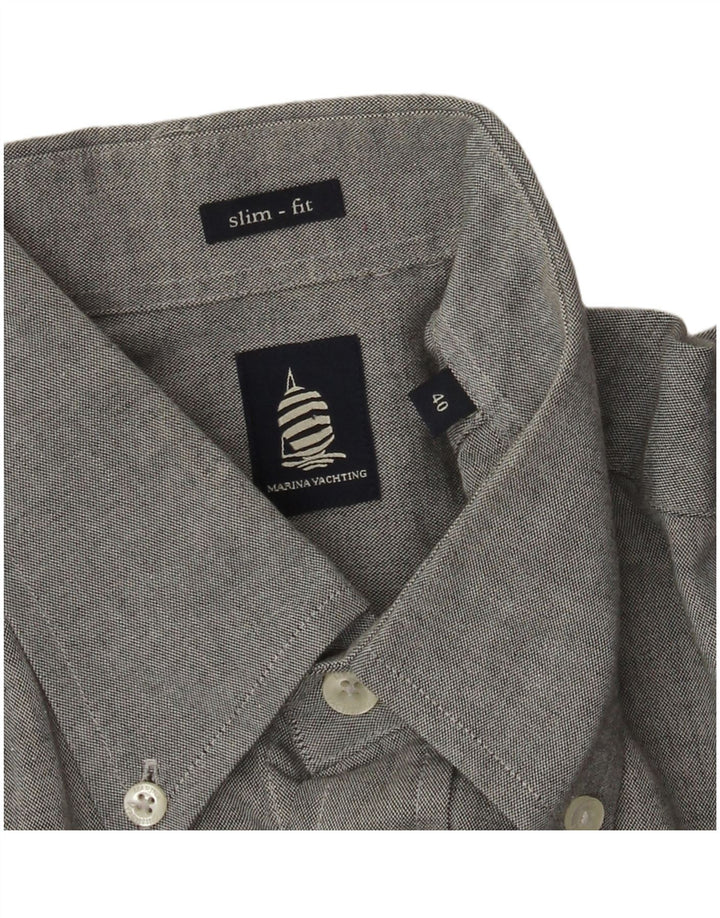 Marina Yachting Herre Slim Fit Skjorte Størrelse 40 Medium Grå