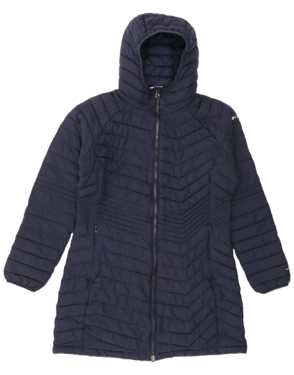 Columbia Womens Omni-Heat hættepolstret frakke UK 16 Large Navy Blue