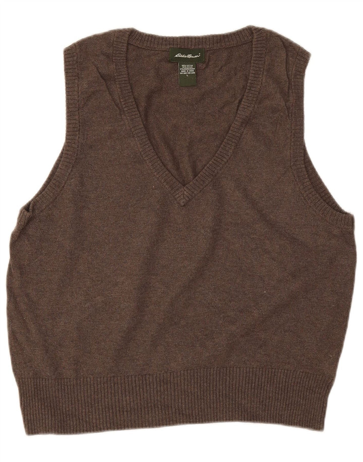 Eddie Bauer Dame Vest Tank Top UK 16 Stor Brun Bomuld