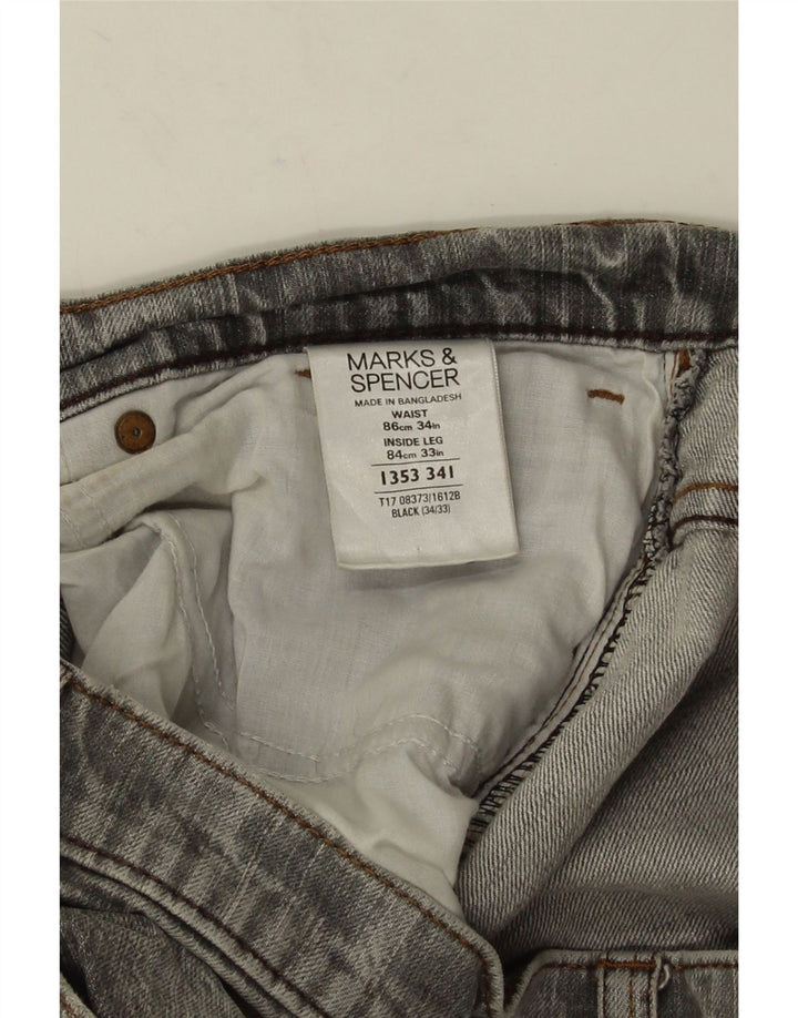 Marks & Spencer Straight Jeans til mænd W34 L33 Grå bomuld