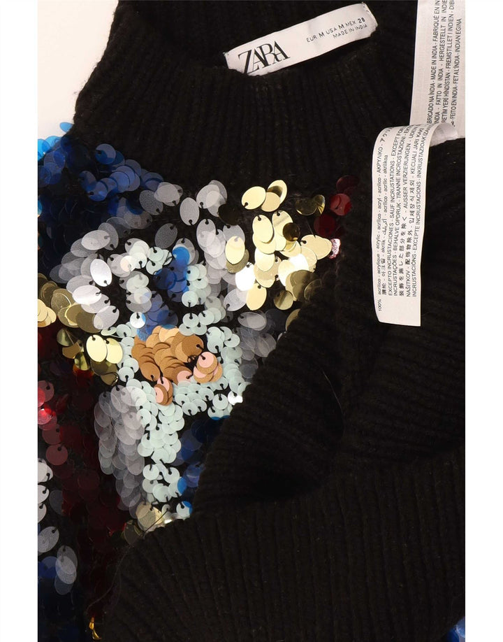Zara Dame Turtle Neck Jumper Sweater UK 12 Medium Multicolored Flecked