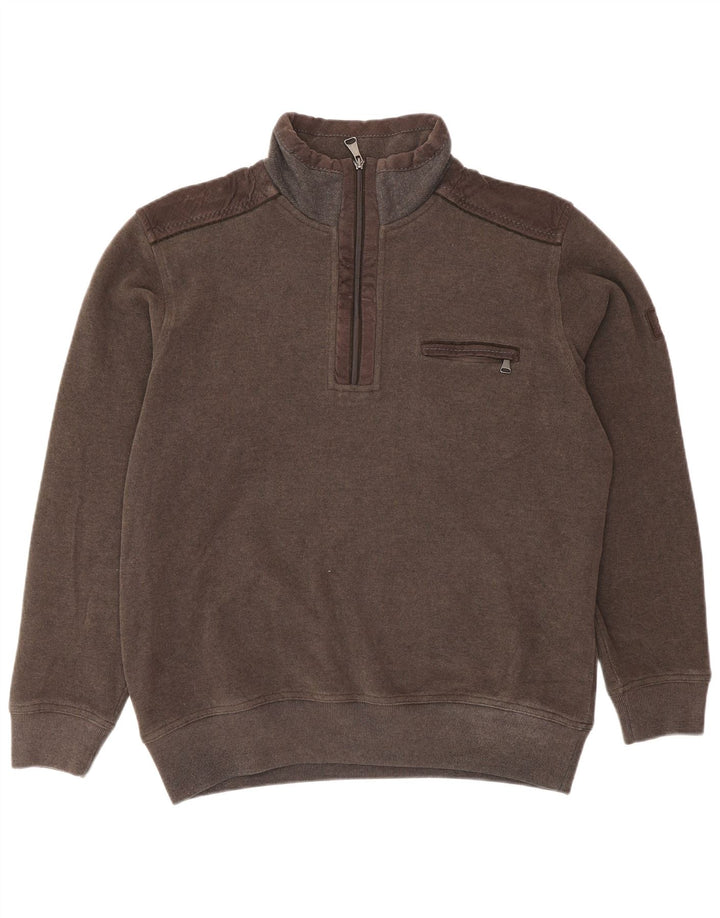 Pierre Cardin Herre sweater med lynlåshals mellem brun