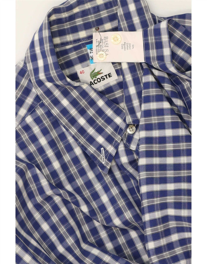 Lacoste Kortærmet Herreskjorte Størrelse 40 Medium Blue Gingham Cotton