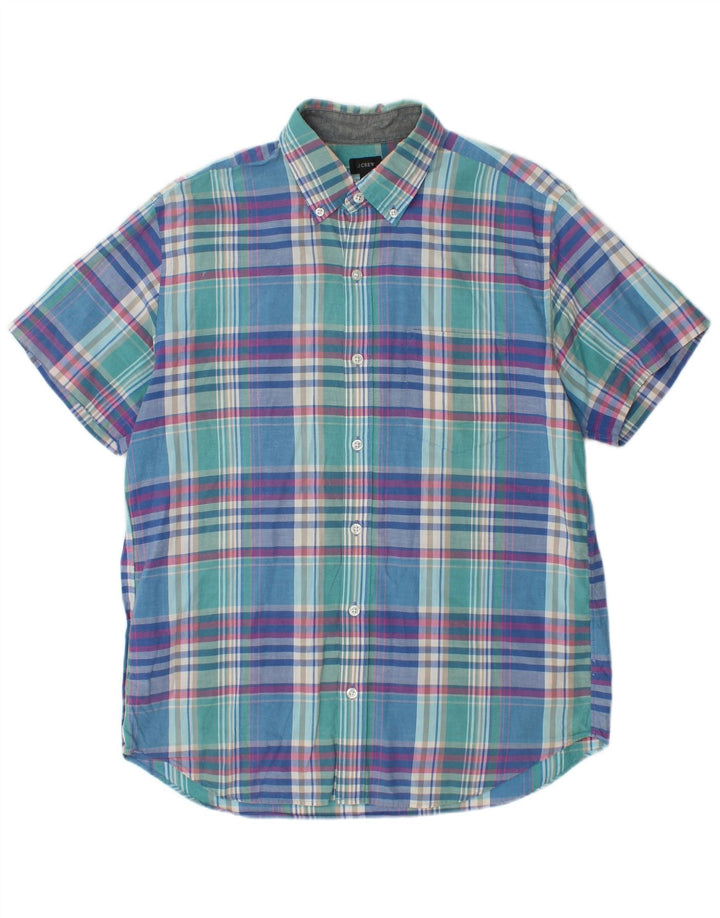 J. Crew Kortærmet Herreskjorte Medium Blå Plaid Bomuld