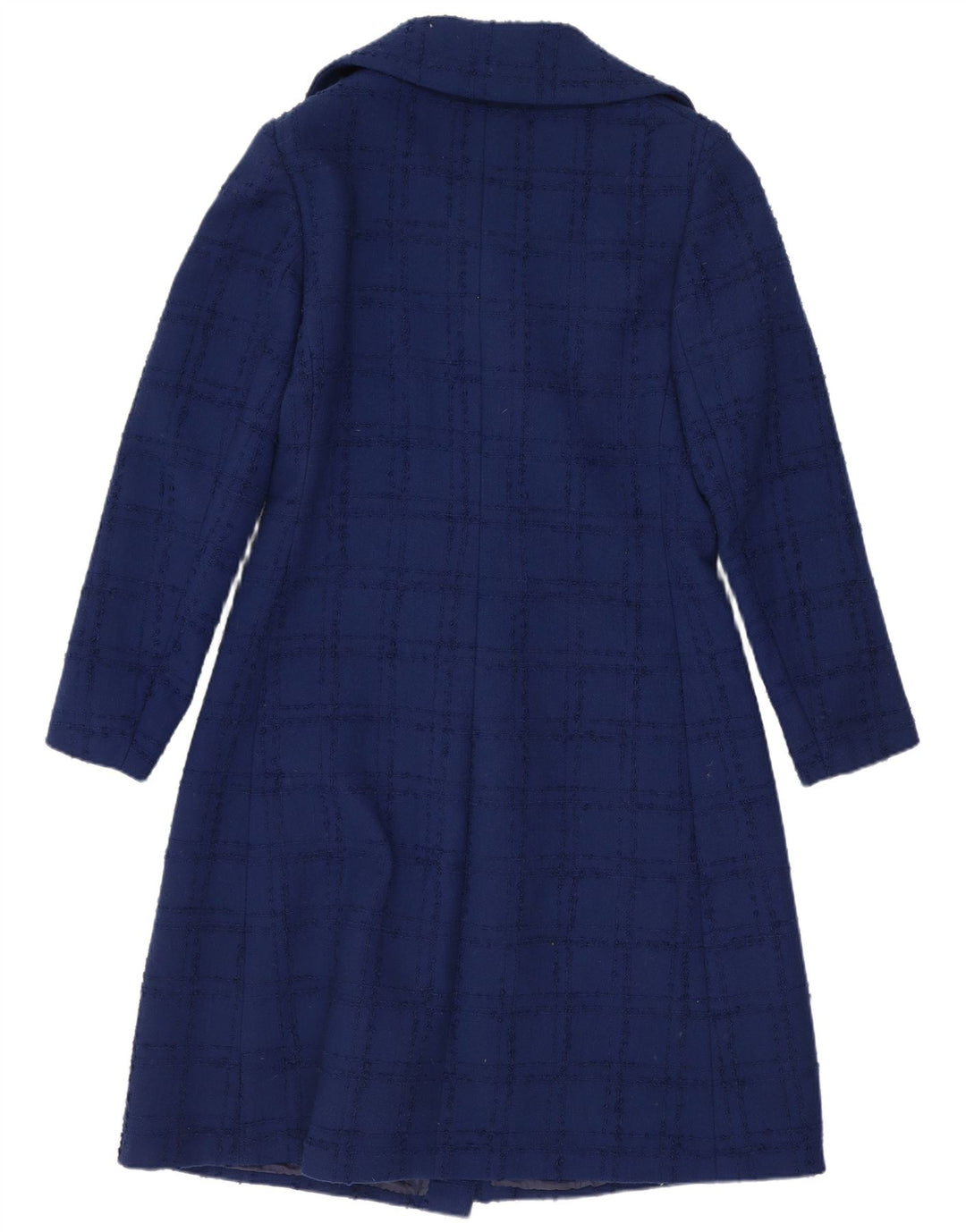 Vintage overfrakke til kvinder UK 10 Small Navy Blue Check