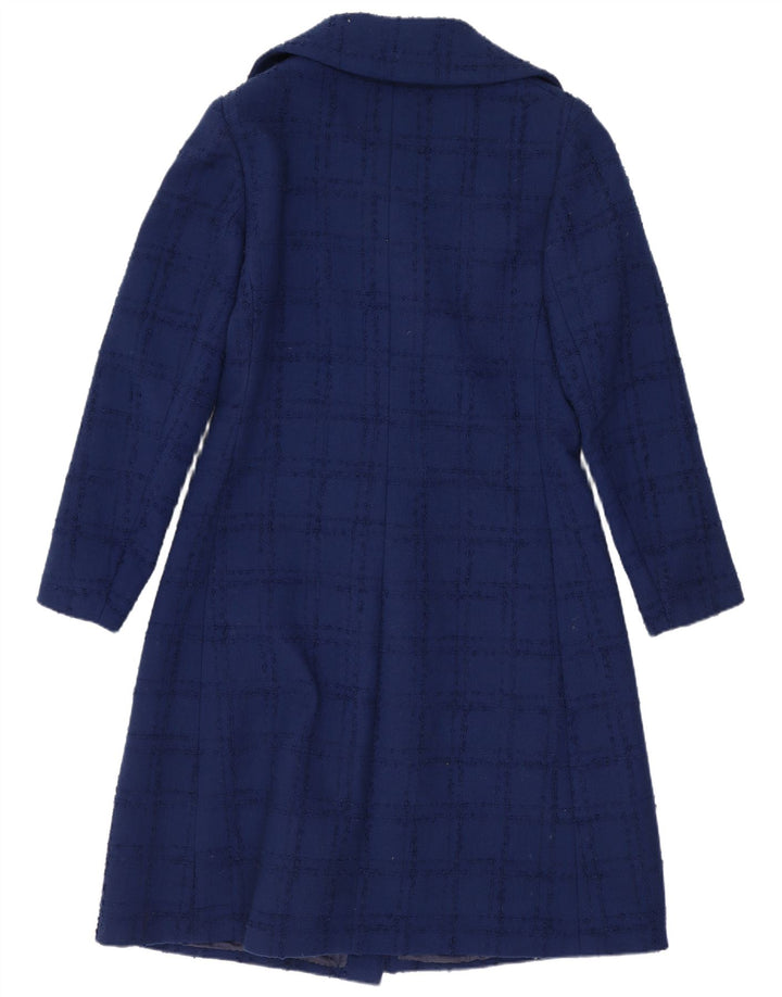 Vintage overfrakke til kvinder UK 10 Small Navy Blue Check