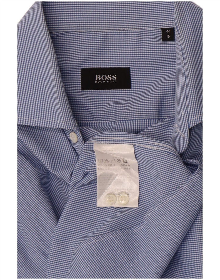 Hugo Boss Herreskjorte Str. 41 16 Stor Blå Gingham Bomuld