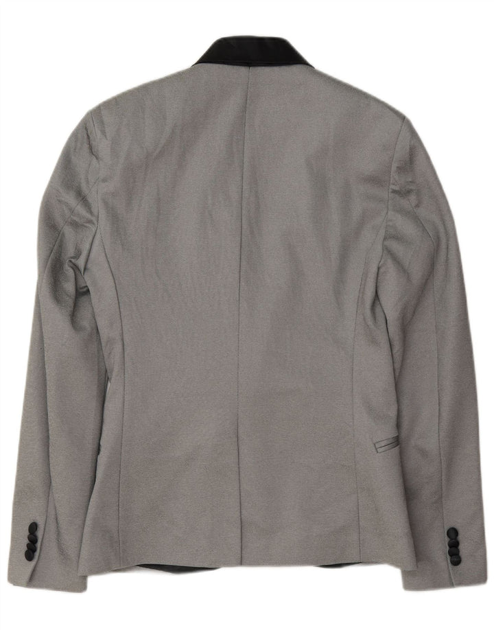 Zara Herre 1-knap blazerjakke UK 36 Lille grå polyester