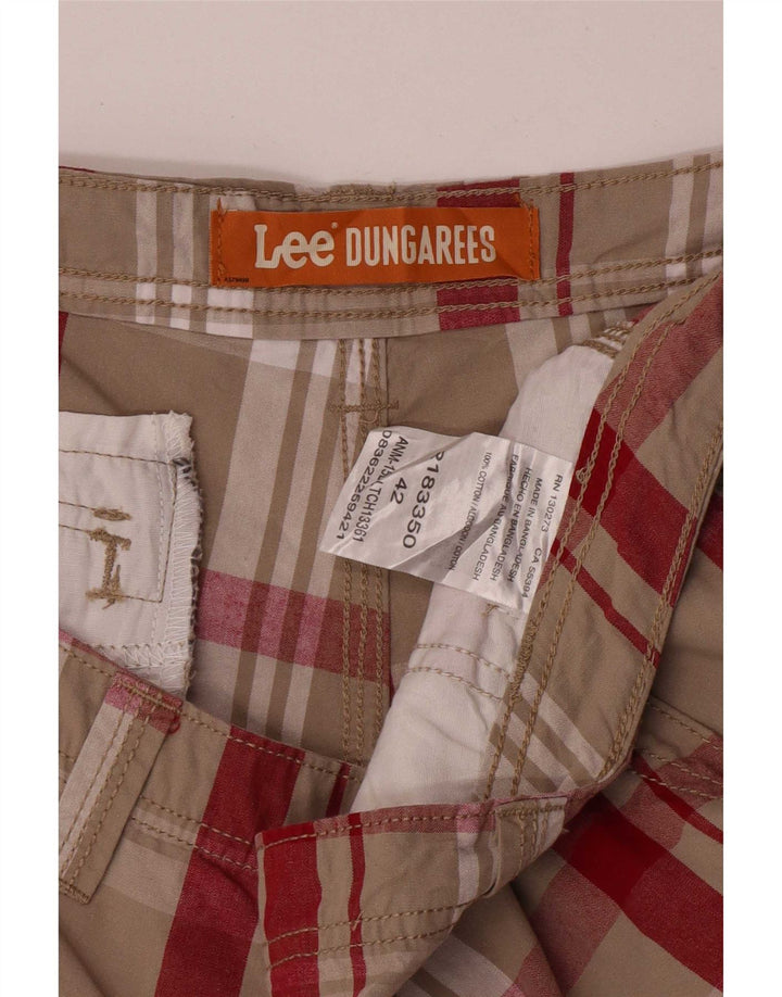 Lee Herre Cargo Shorts W42 2XL Grå Plaid Bomuld