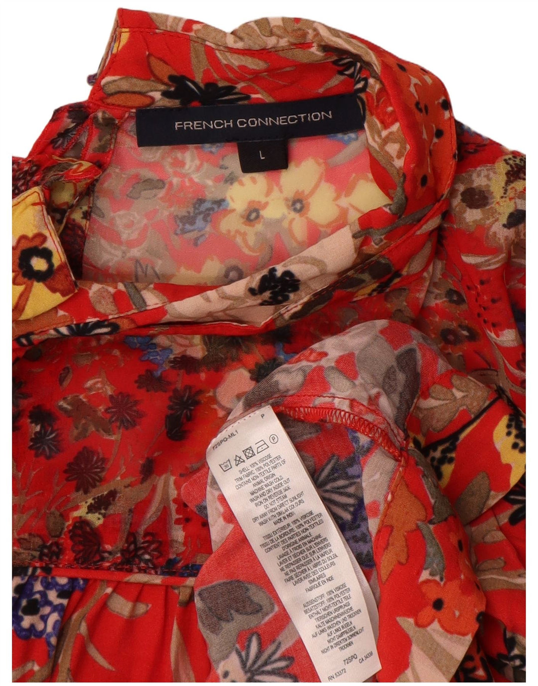 French Connection Dame Langærmet Bluse Top UK 16 Large Red Floral